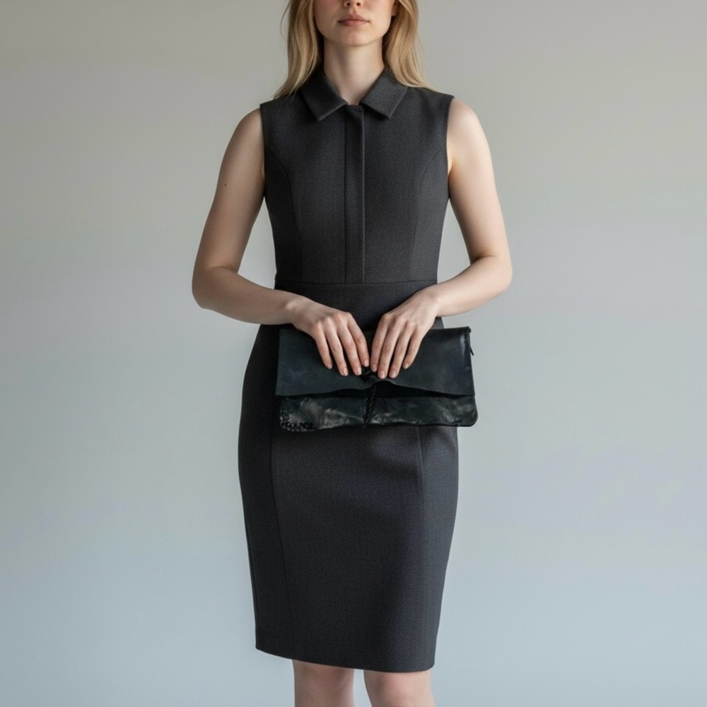 Peruvian Connection Vicenza Black Leather Foldover Clutch NWT